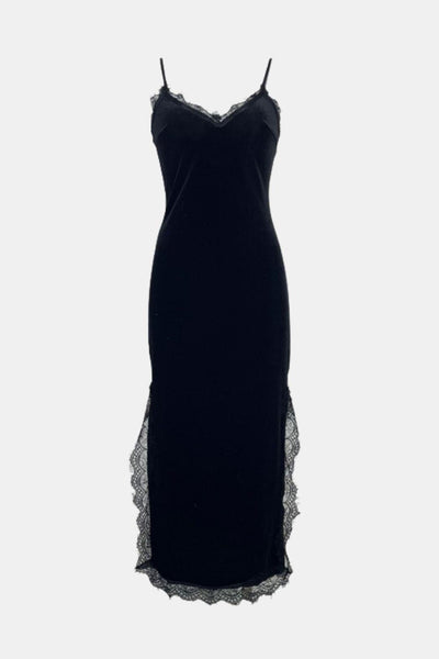 Elena - Velvet Lace Sling Nightdress