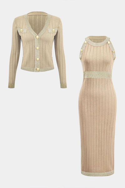 Eleonora - Knit Button Cardigan & Dress Set