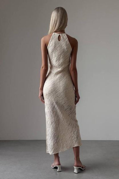 Eliana - Sleeveless Midi Dress in Beige