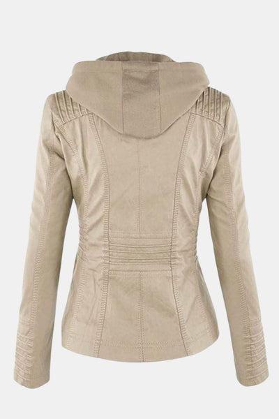 Elira – Weatherproof Leather Jacket with Hood