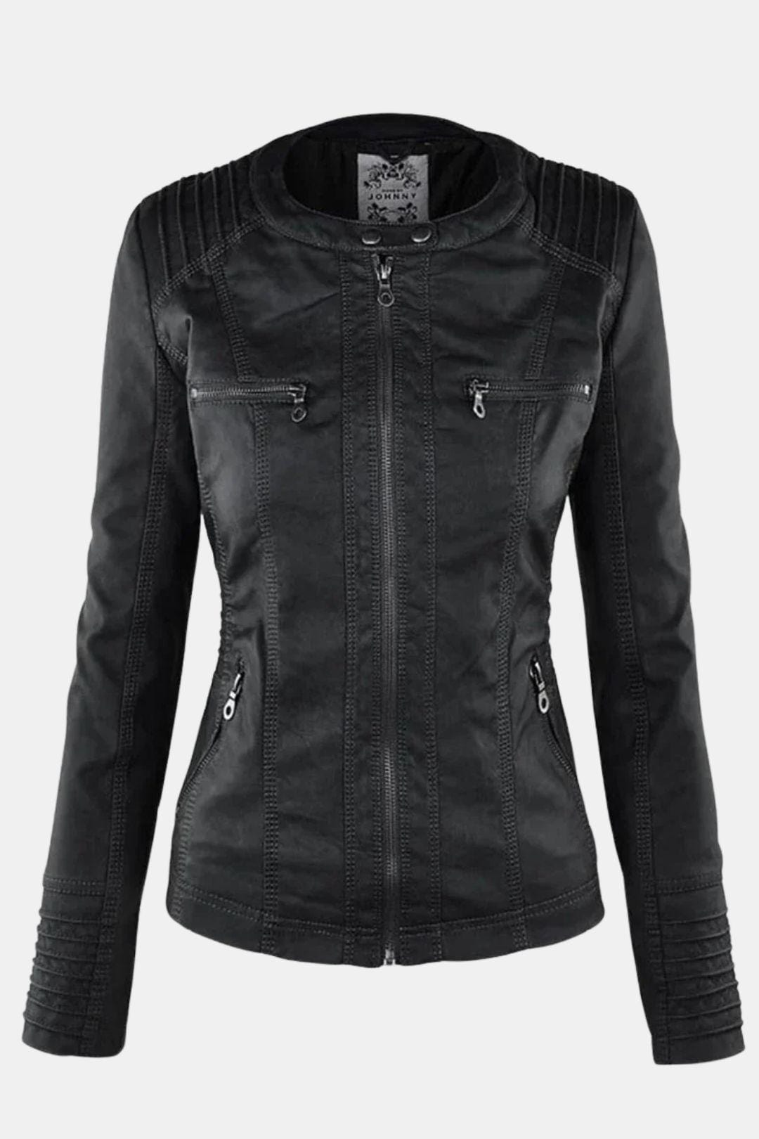 Elira – Weatherproof Leather Jacket with Hood