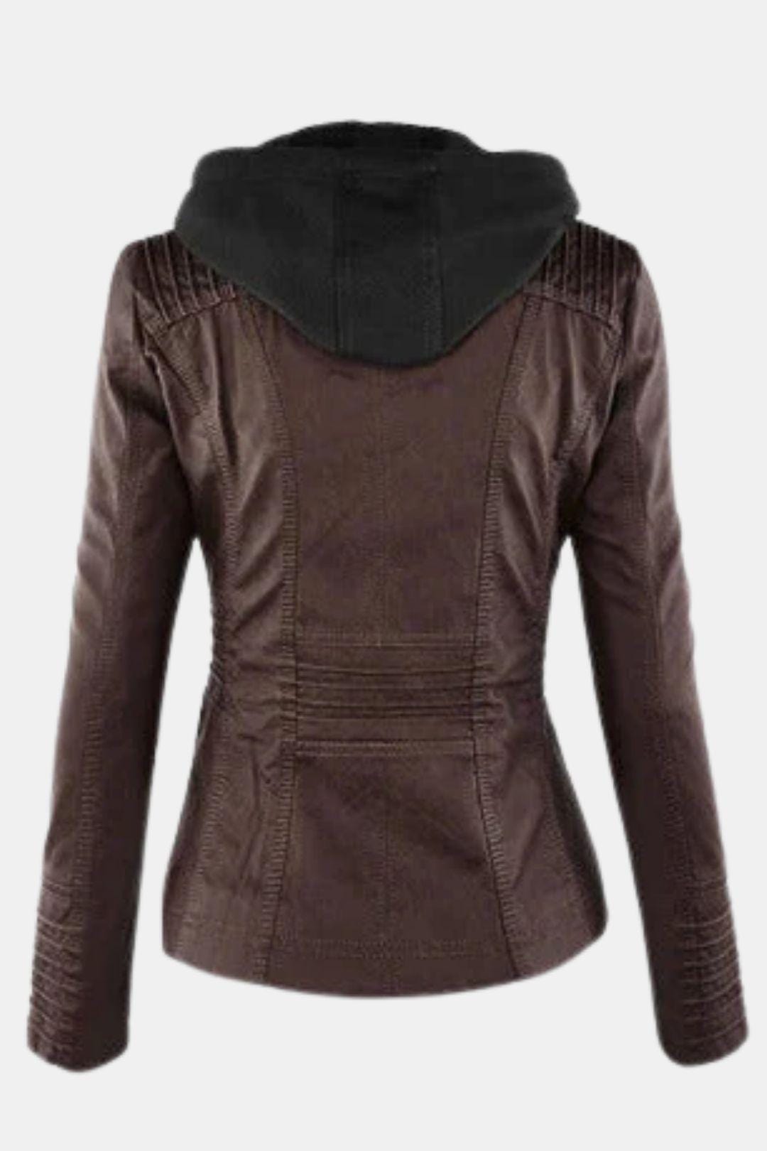 Elira – Weatherproof Leather Jacket with Hood