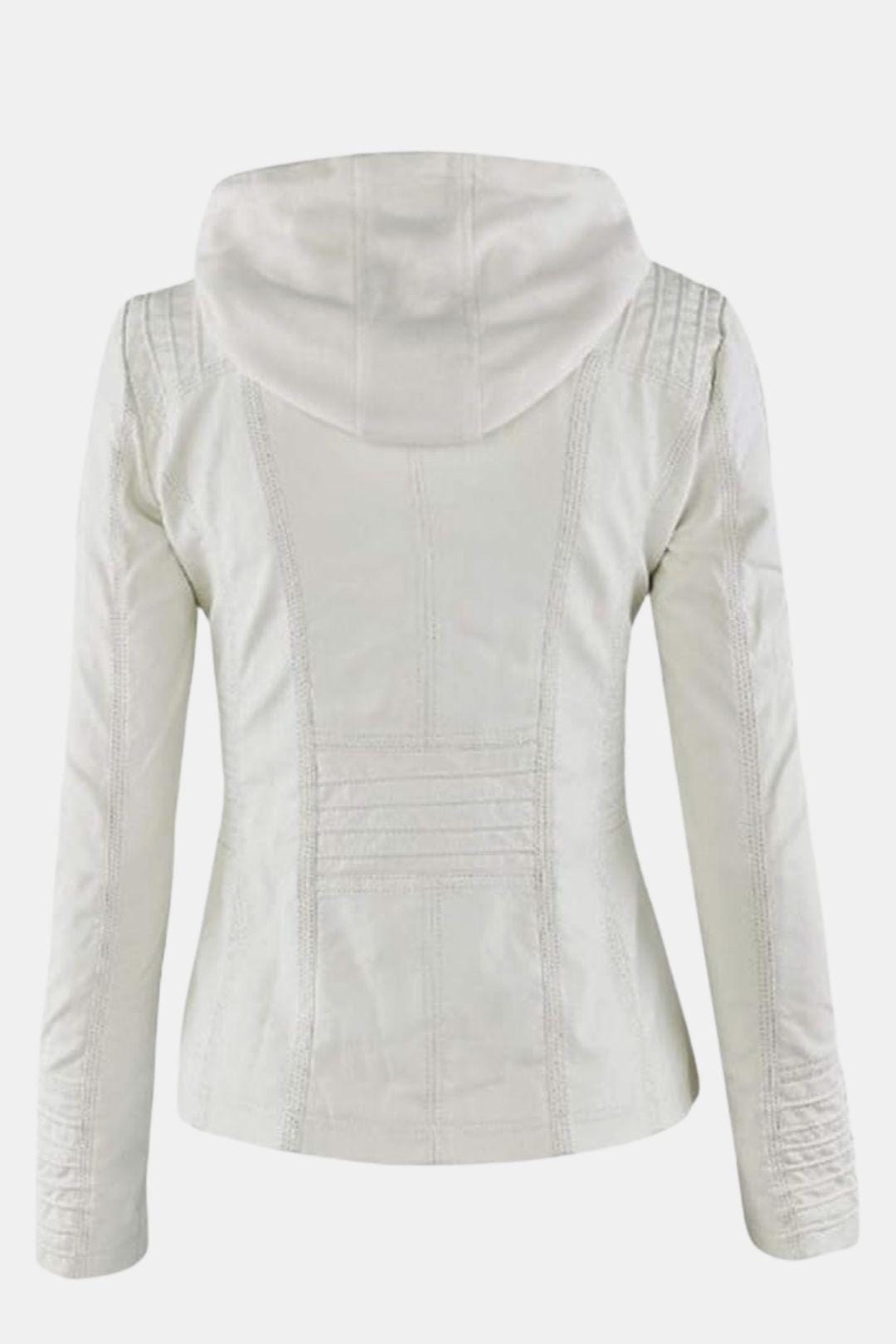 Elira – Weatherproof Leather Jacket with Hood