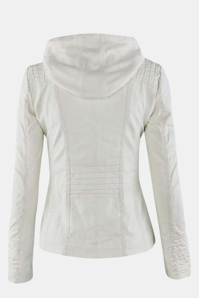 Elira – Weatherproof Leather Jacket with Hood