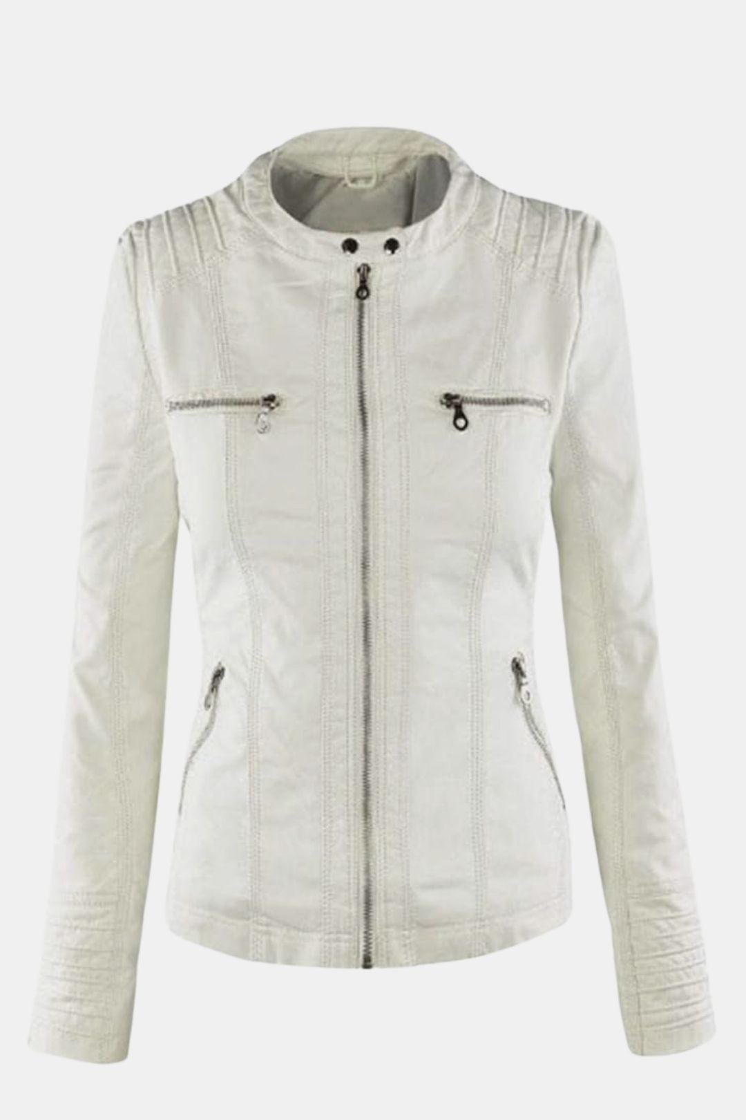 Elira – Weatherproof Leather Jacket with Hood