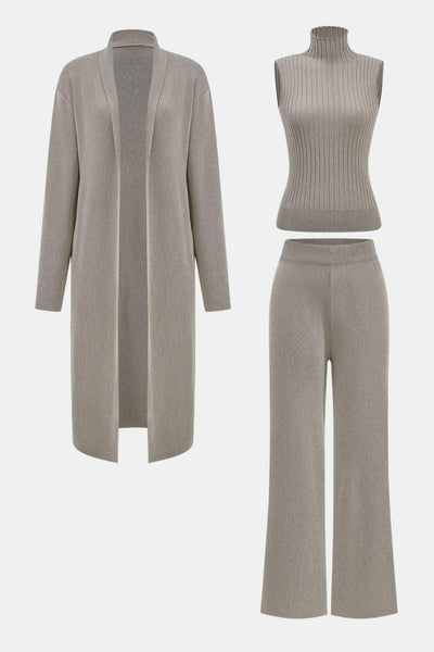 Elisa - Knit Tank Top, Cardigan & Pants Set