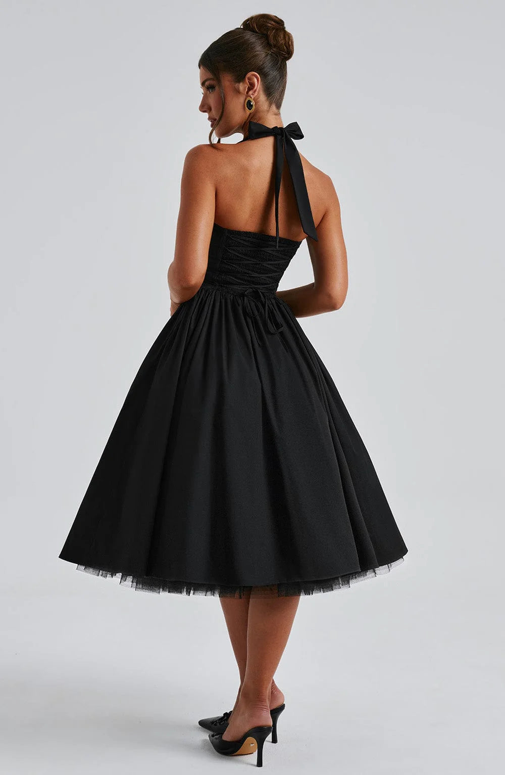 Elisabetta – Boned Lace-Up Midi Dress