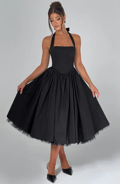 Elisabetta – Boned Lace-Up Midi Dress
