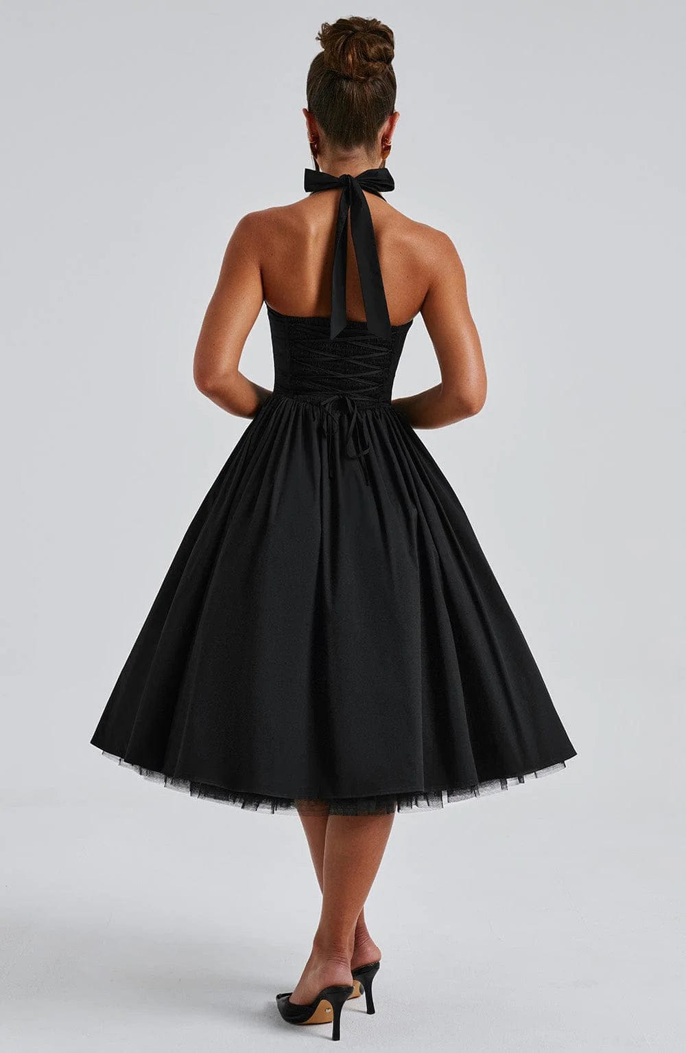 Elisabetta – Boned Lace-Up Midi Dress