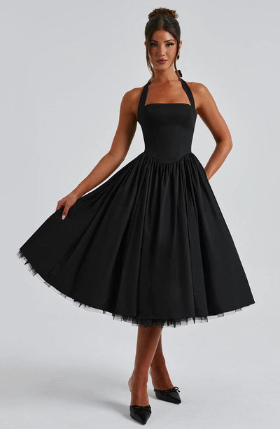 Elisabetta – Boned Lace-Up Midi Dress