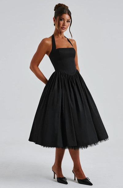 Elisabetta – Boned Lace-Up Midi Dress