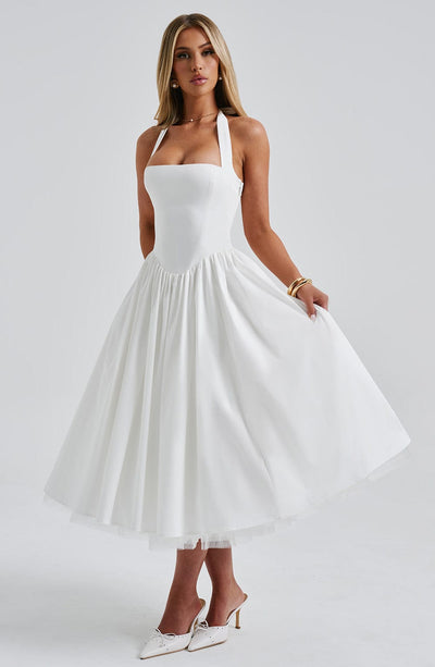 Elisabetta – Boned Lace-Up Midi Dress