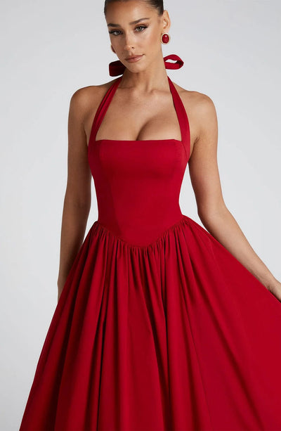 Elisabetta – Boned Lace-Up Midi Dress