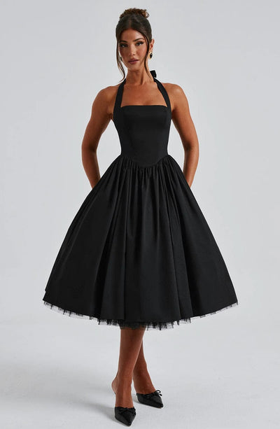 Elisabetta – Boned Lace-Up Midi Dress