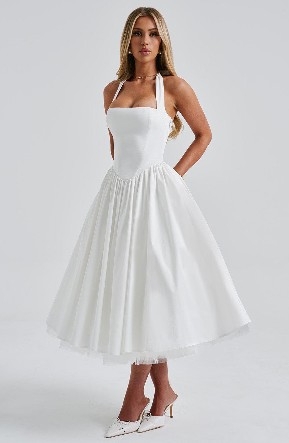 Elisabetta – Boned Lace-Up Midi Dress