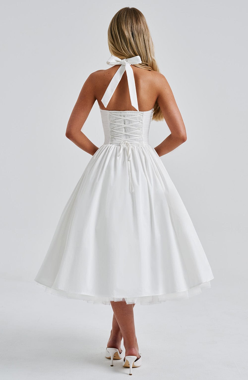 Elisabetta – Boned Lace-Up Midi Dress