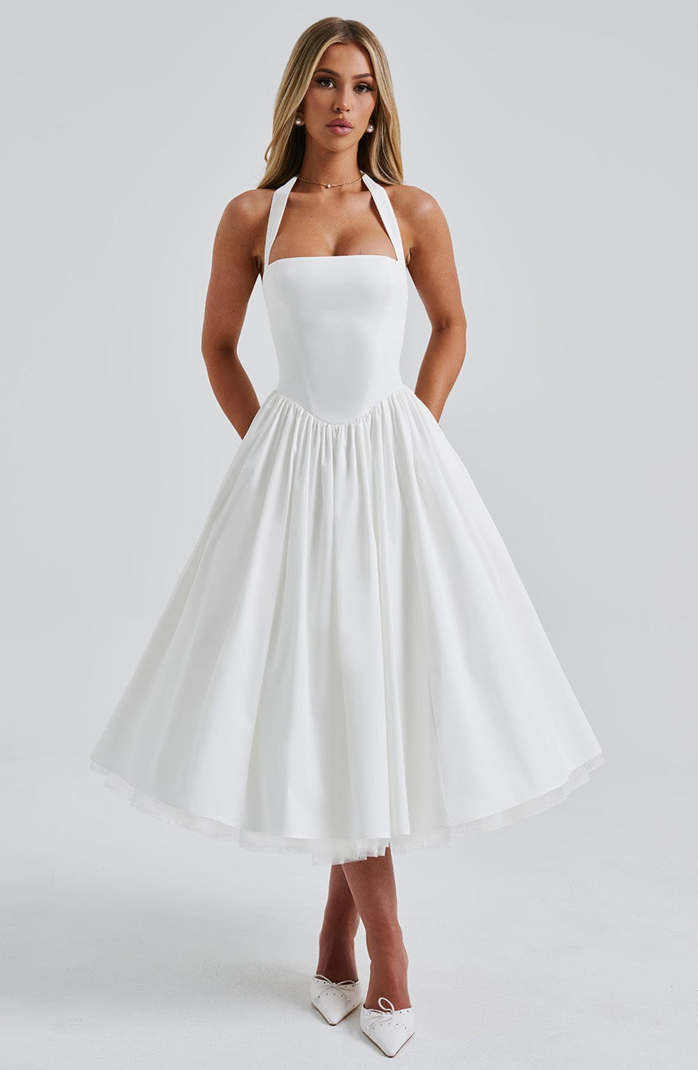 Elisabetta – Boned Lace-Up Midi Dress