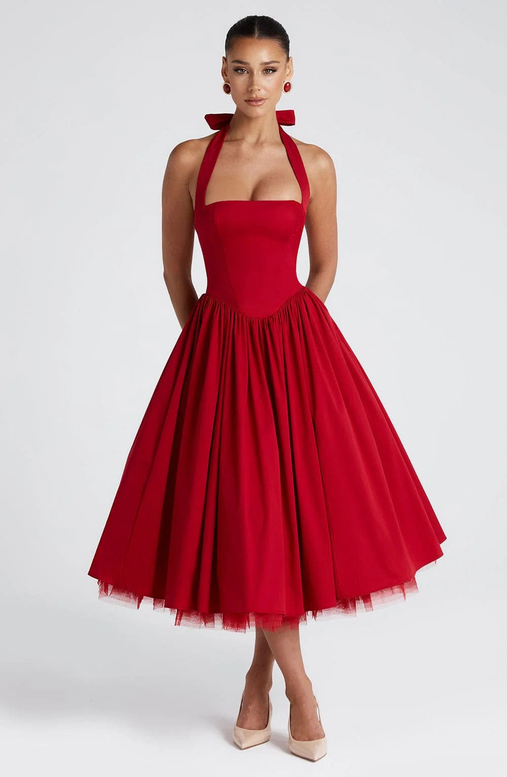 Elisabetta – Boned Lace-Up Midi Dress