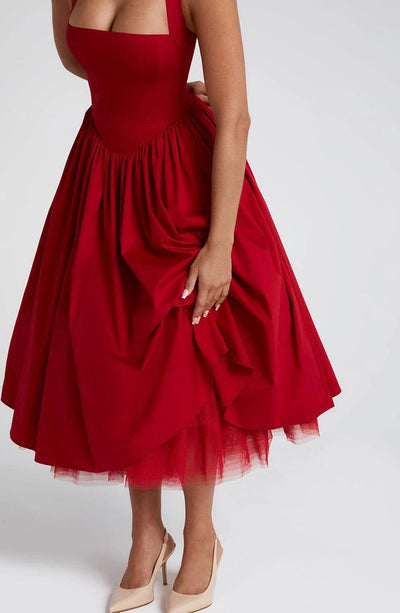 Elisabetta – Boned Lace-Up Midi Dress
