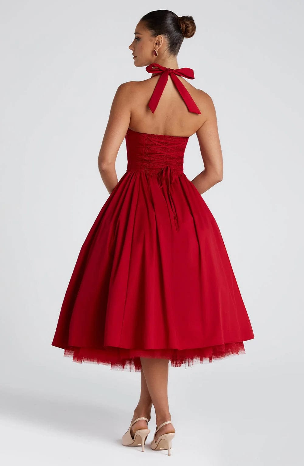 Elisabetta – Boned Lace-Up Midi Dress