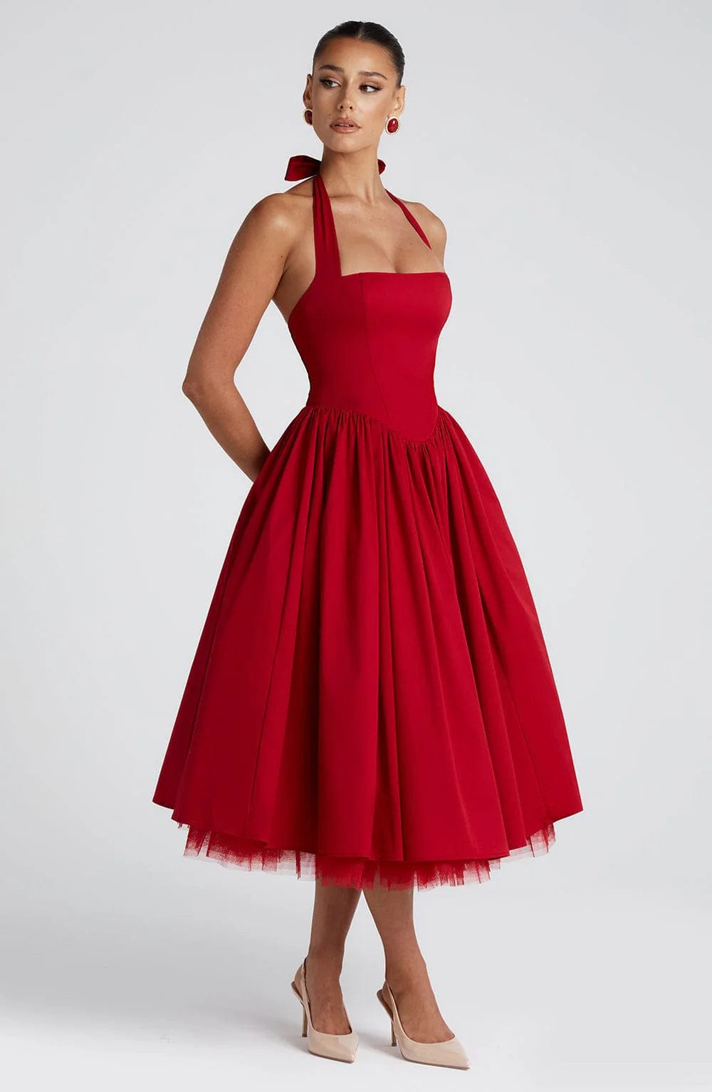 Elisabetta – Boned Lace-Up Midi Dress