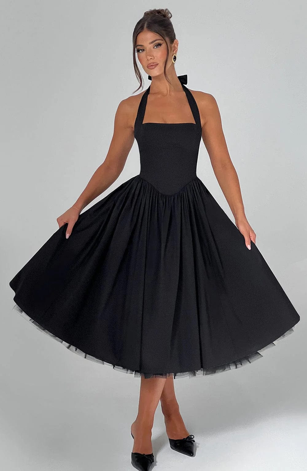 Elisabetta – Boned Lace-Up Midi Dress