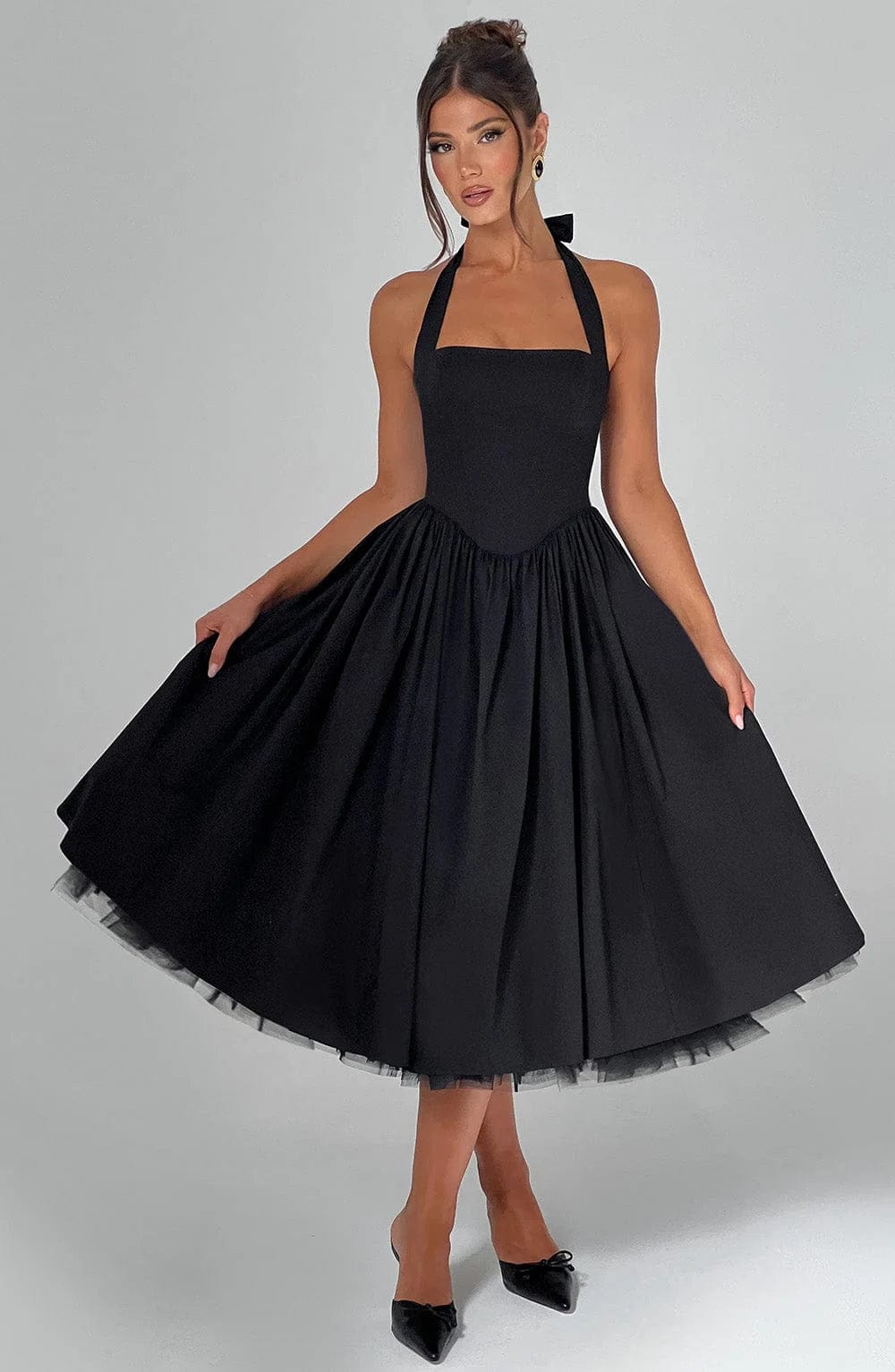 Elisabetta – Boned Lace-Up Midi Dress