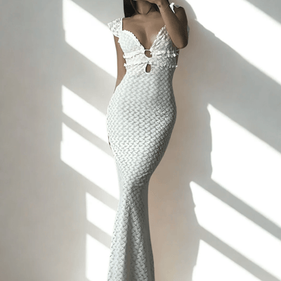 Emilia - Deep V-Neck Woven Maxi Dress