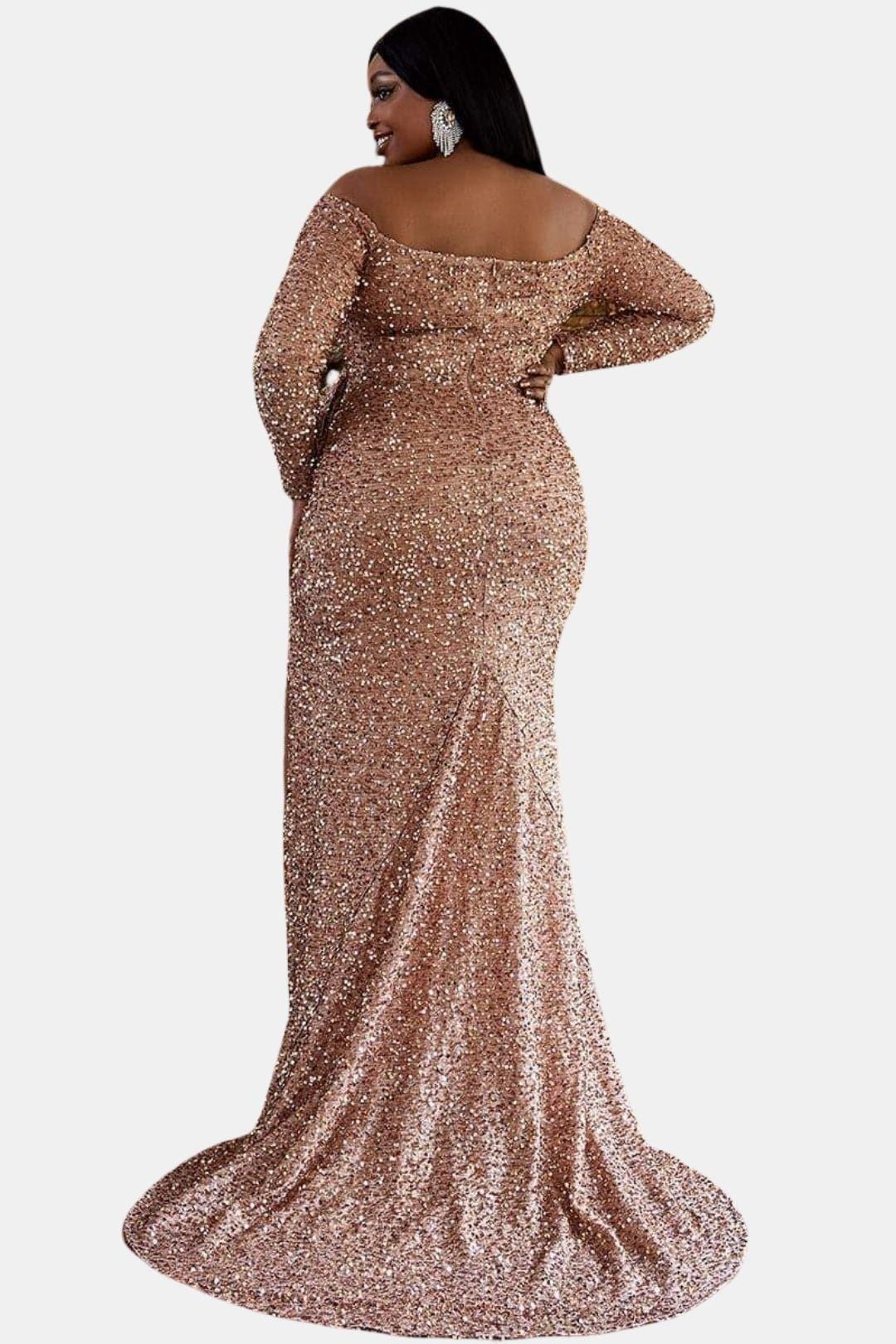 Emma - Plus Size Bow Knot Split Formal Dress