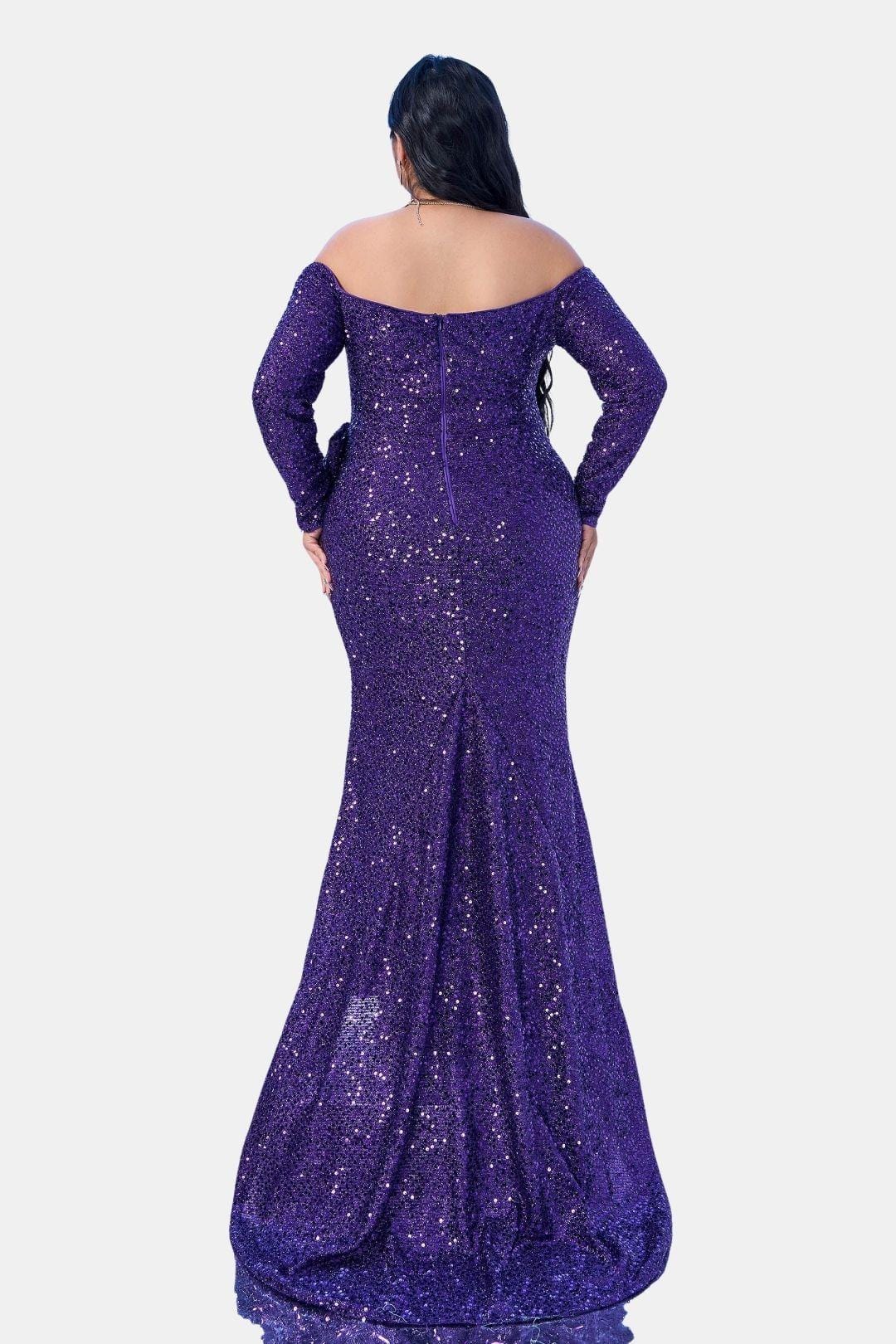 Emma - Plus Size Bow Knot Split Formal Dress