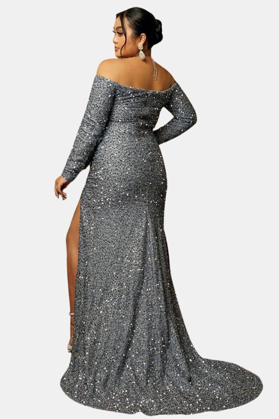 Emma - Plus Size Bow Knot Split Formal Dress