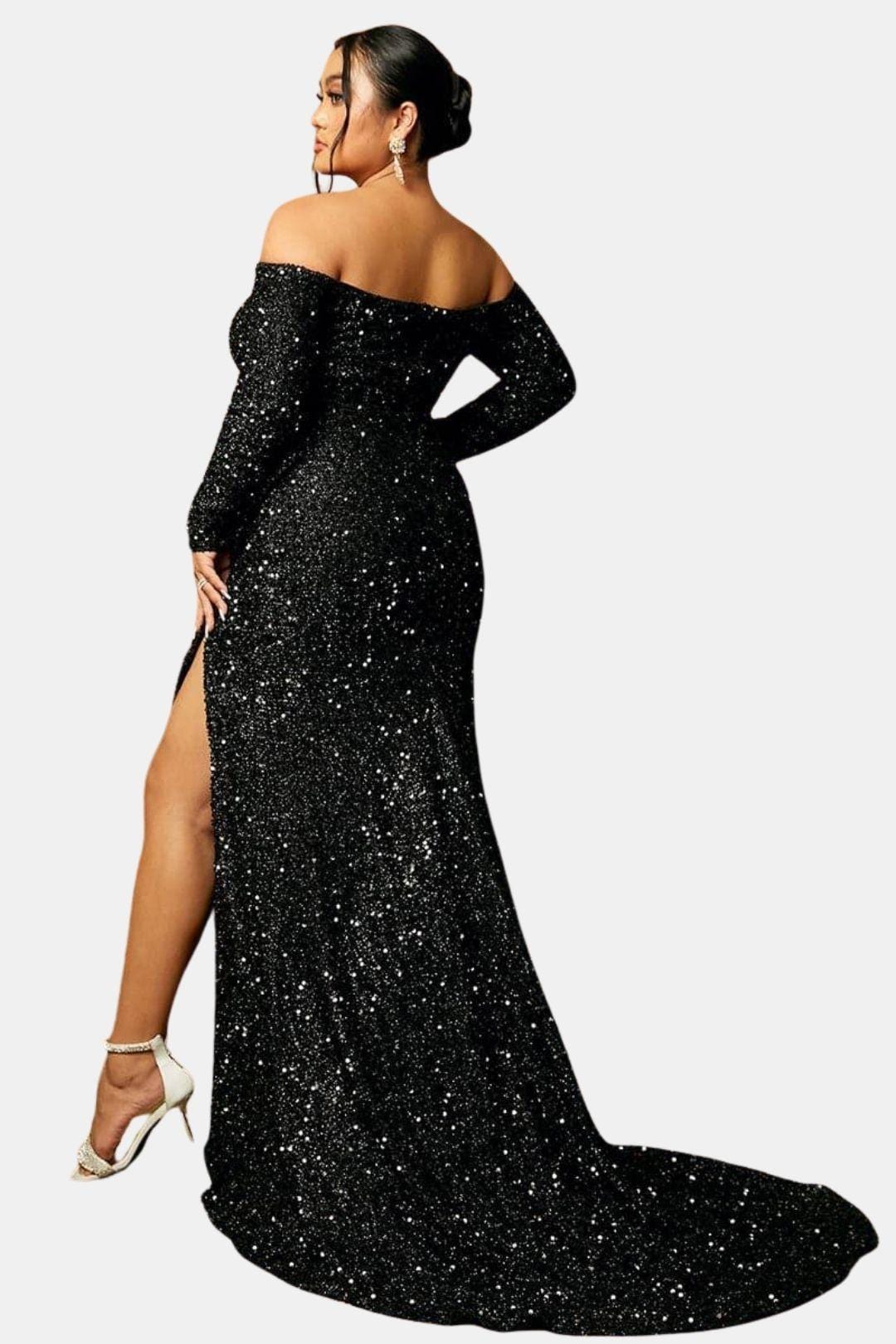 Emma - Plus Size Bow Knot Split Formal Dress