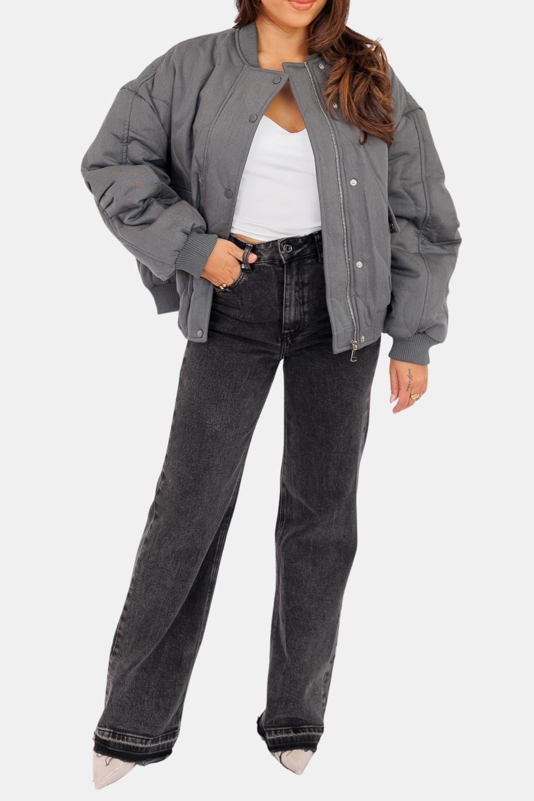 Evangeline – Quilted Oversized Bomber Jacket