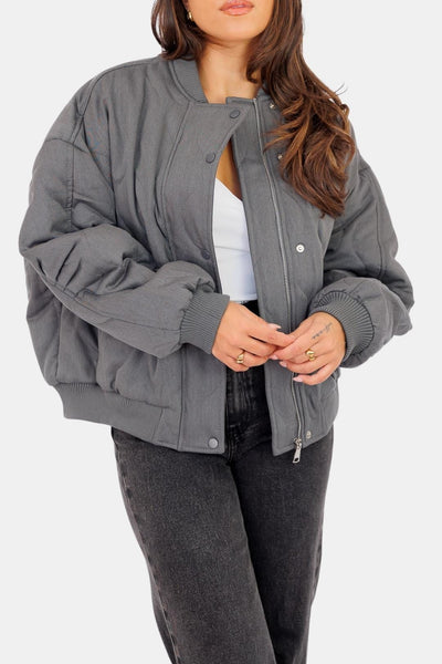 Evangeline – Quilted Oversized Bomber Jacket