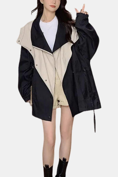 Fiore –  Waterproof Hooded Drawcord Waist Windbreaker Jacket