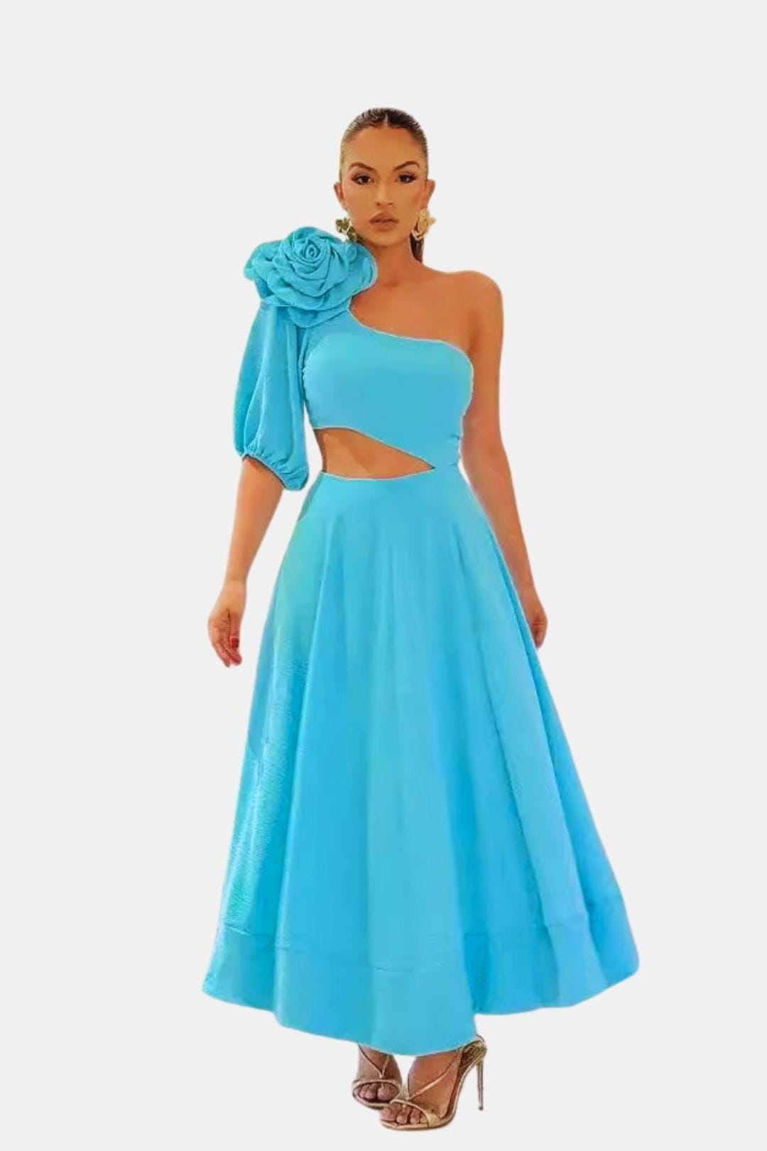 Fioretta – Flower Cut-Out One-Shoulder Midi Dress