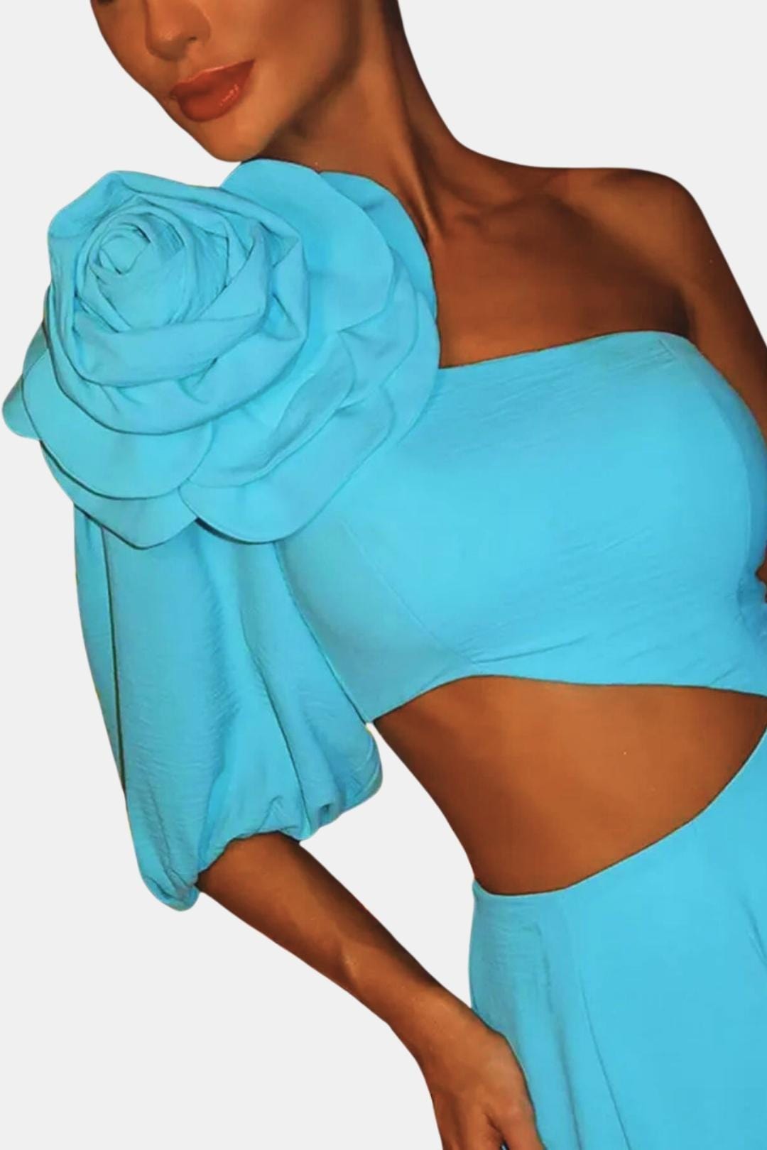 Fioretta – Flower Cut-Out One-Shoulder Midi Dress