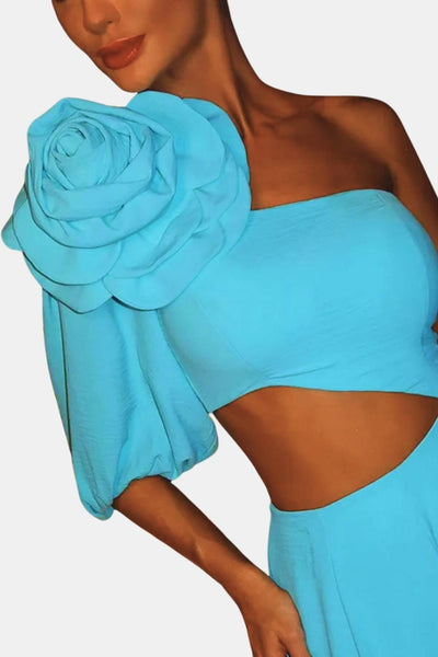 Fioretta – Flower Cut-Out One-Shoulder Midi Dress