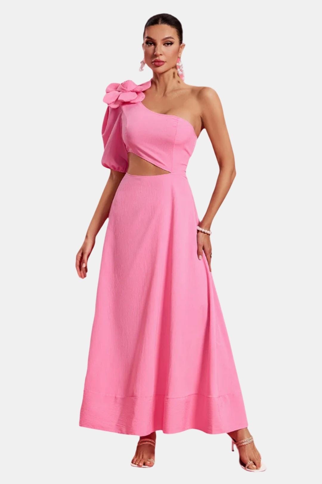 Fioretta – Flower Cut-Out One-Shoulder Midi Dress