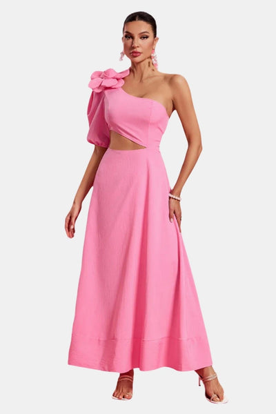 Fioretta – Flower Cut-Out One-Shoulder Midi Dress