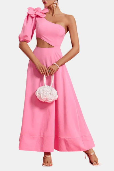 Fioretta – Flower Cut-Out One-Shoulder Midi Dress