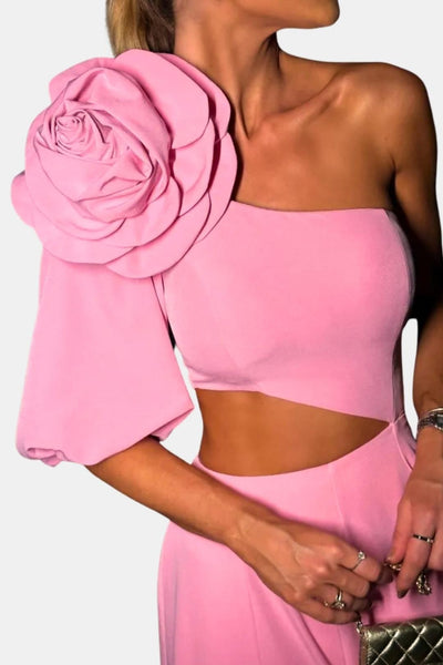Fioretta – Flower Cut-Out One-Shoulder Midi Dress