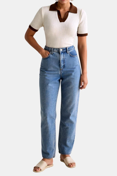 Francesca – Notched Collar Polo Top