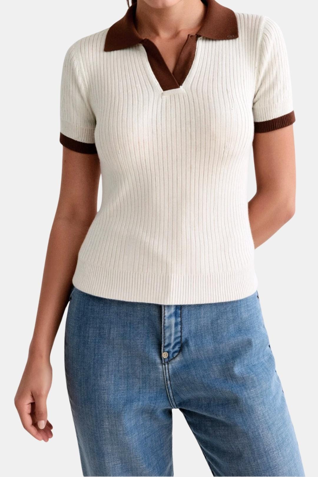 Francesca – Notched Collar Polo Top