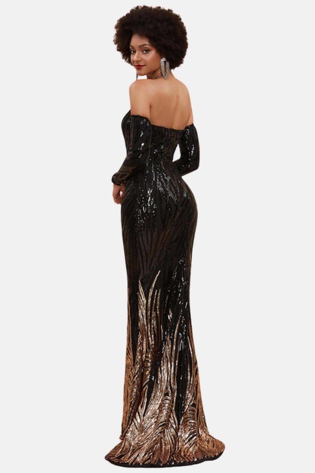 Fritzie - Off-Shoulder Sequin Mermaid Evening Dress