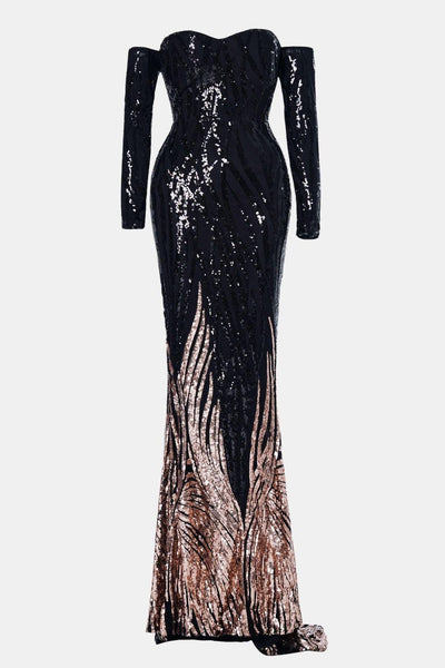 Fritzie - Off-Shoulder Sequin Mermaid Evening Dress