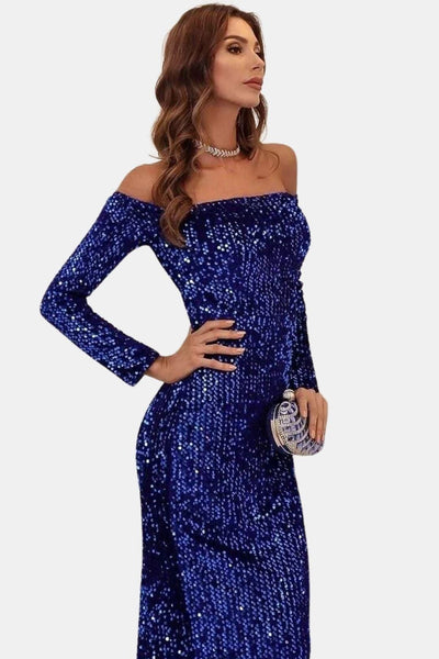 Gabby - Off-Shoulder Sequin Mermaid Evening Dress