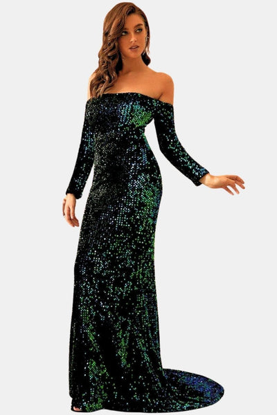 Gabby - Off-Shoulder Sequin Mermaid Evening Dress