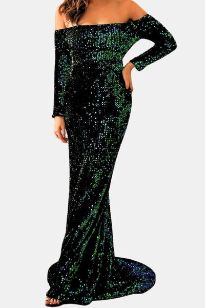 Gabby - Off-Shoulder Sequin Mermaid Evening Dress