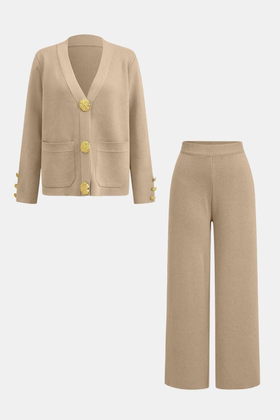 Giorgia - Knit Cardigan & Wide-Leg Pants Set